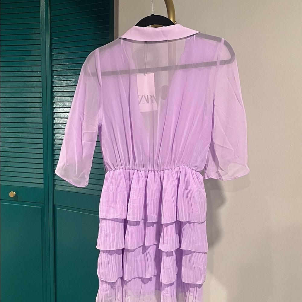 Zara new with tags ZARA PLEATED DRESS
COLOR: LIGHT LILAC - Picture 11 of 12